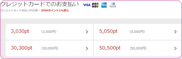 fanzaライブチャットのポイント購入プラン
