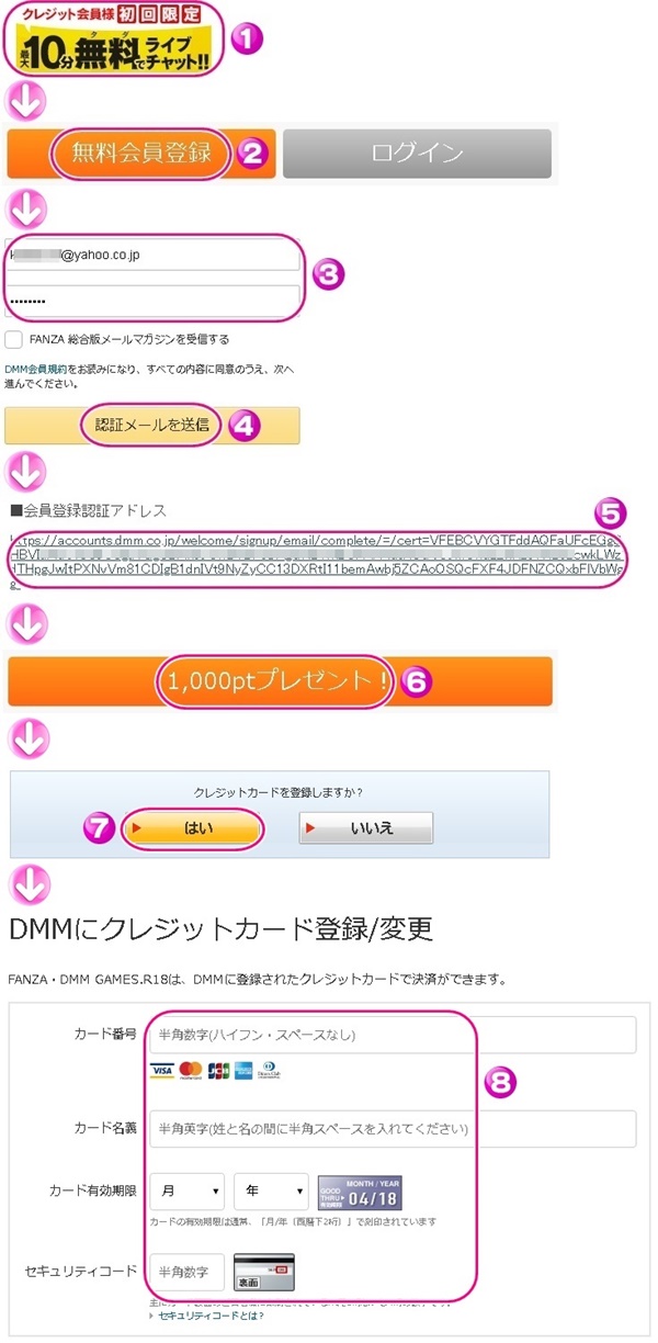 fanzaライブチャットの入会手順